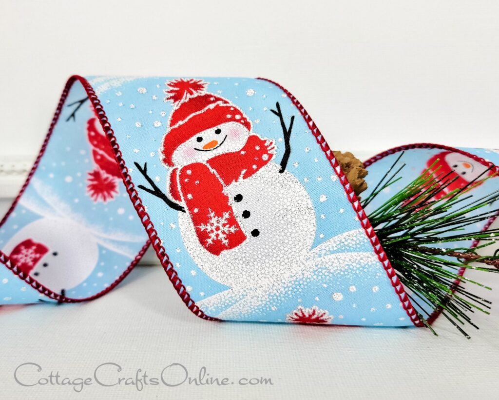 Christmas With Snow People Craft Wire Edged Ribbon