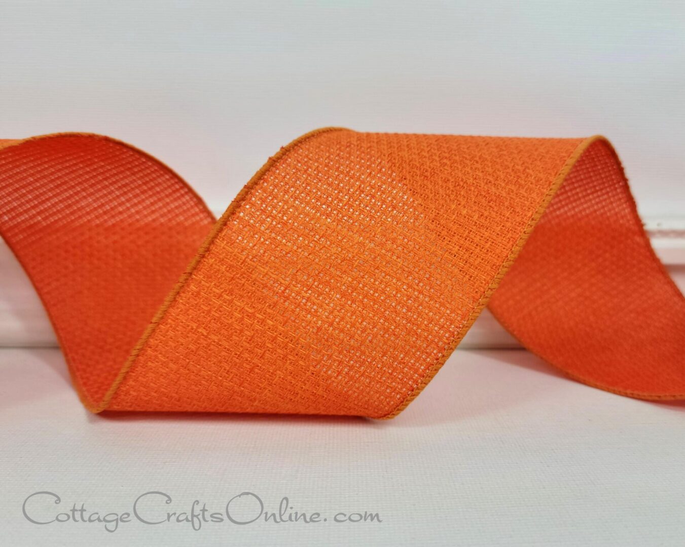 Orange hopsack open weave hopsack 2.5" wide wired ribbon from the Etsy shop of Cottage Crafts Online.