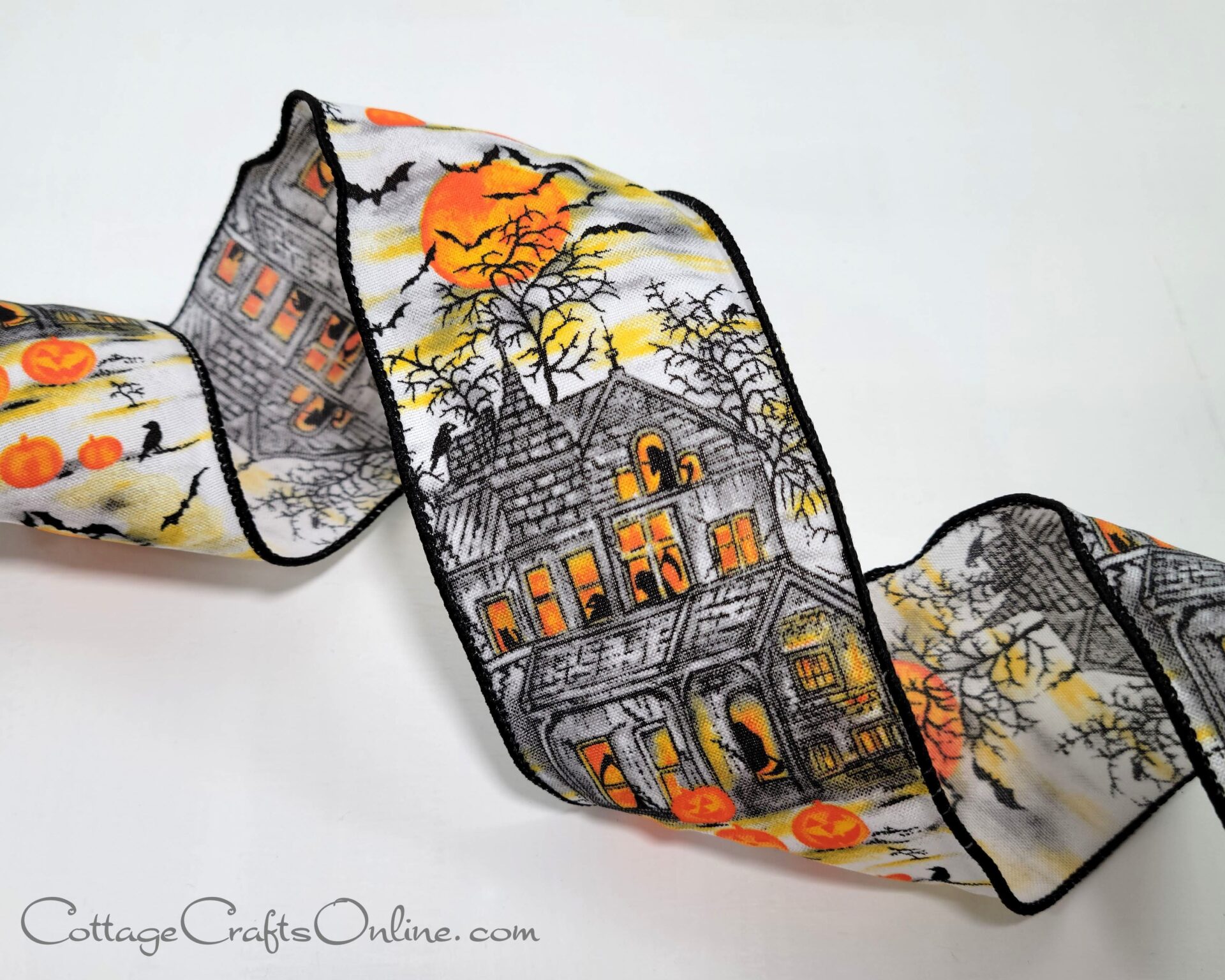 A new fall ribbon featuring a house for Halloween.
