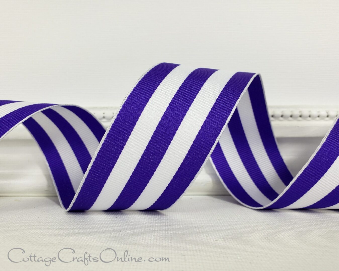 Carnival purple and white grosgrain 1.5" wide wired ribbon from the Etsy shop of Cottage Crafts Online.