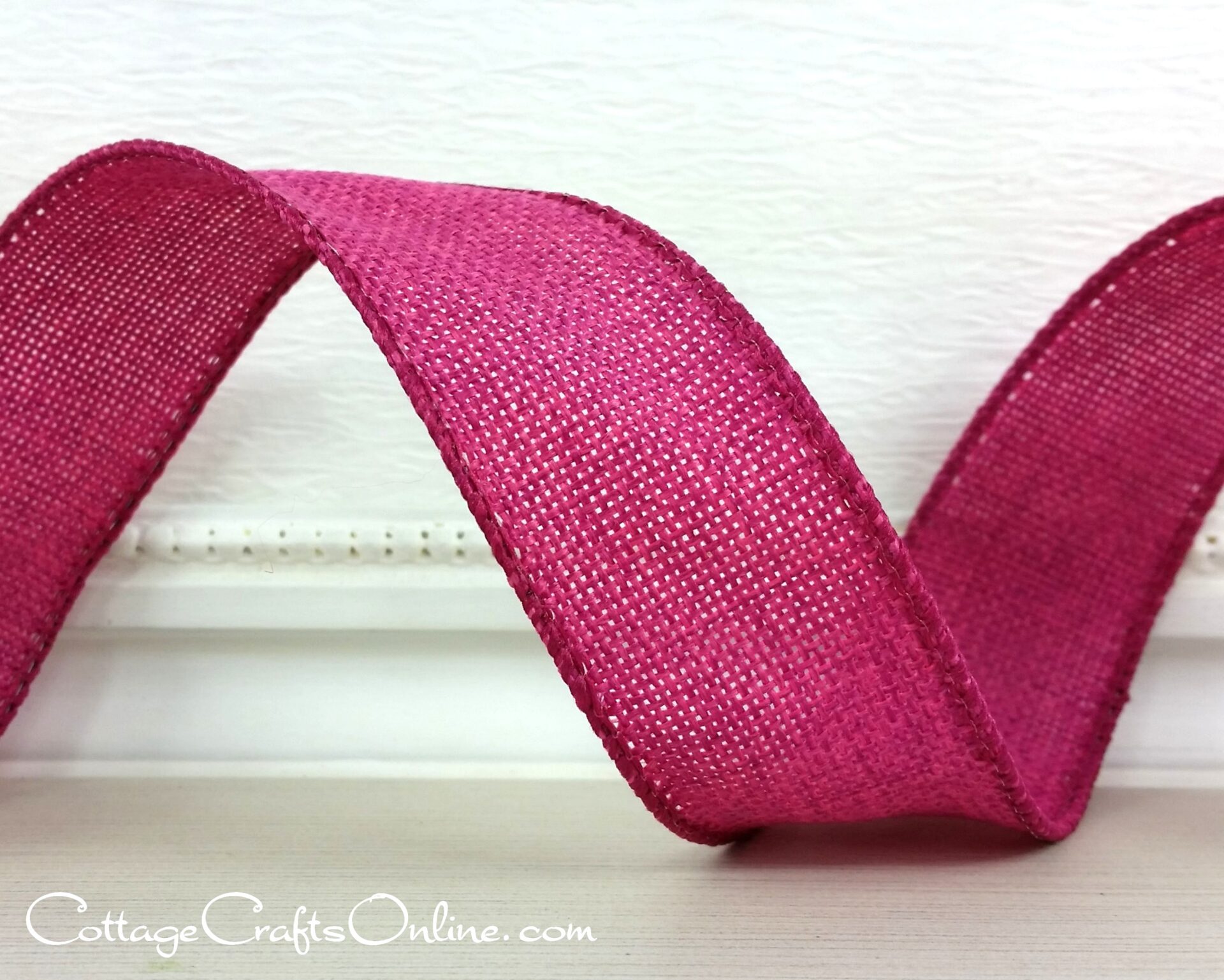 Hot Pink Poly Burlap Linen Look Wired Ribbon