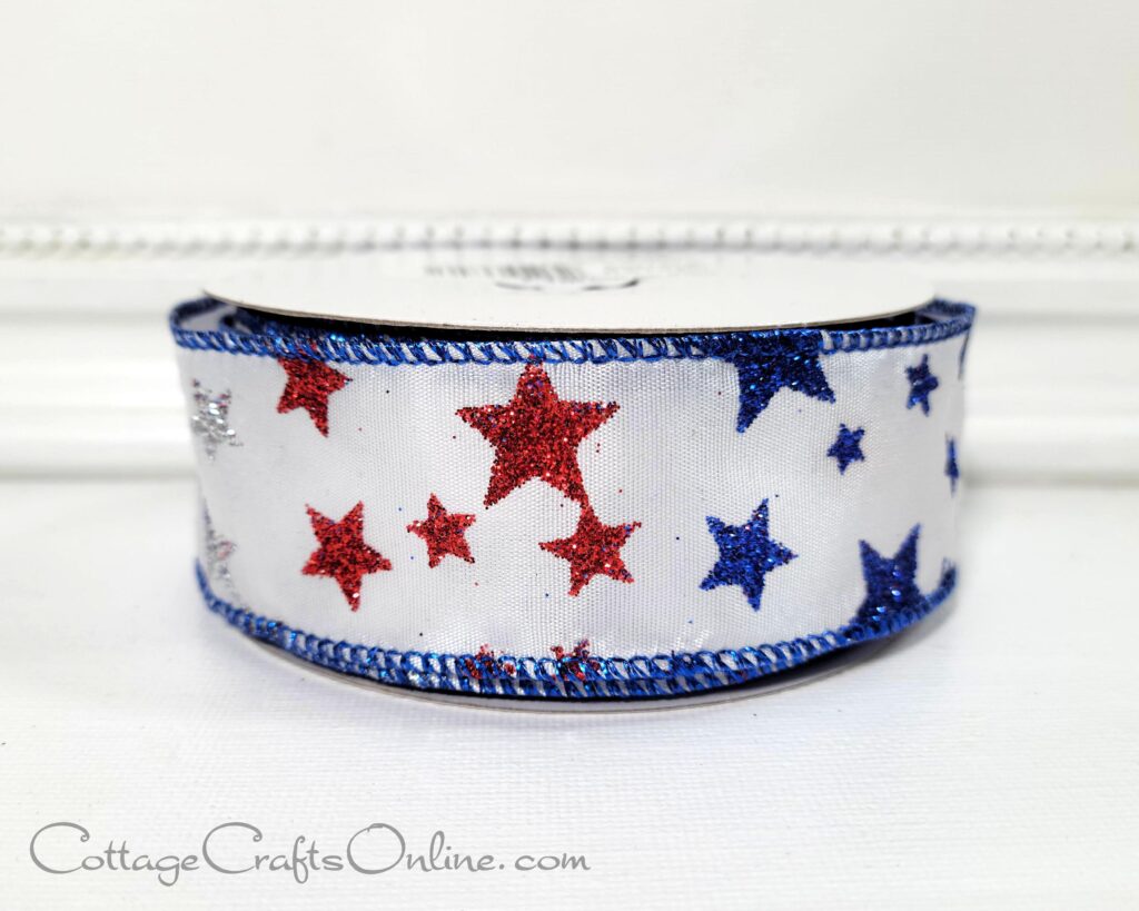 A red white and blue ribbon with stars