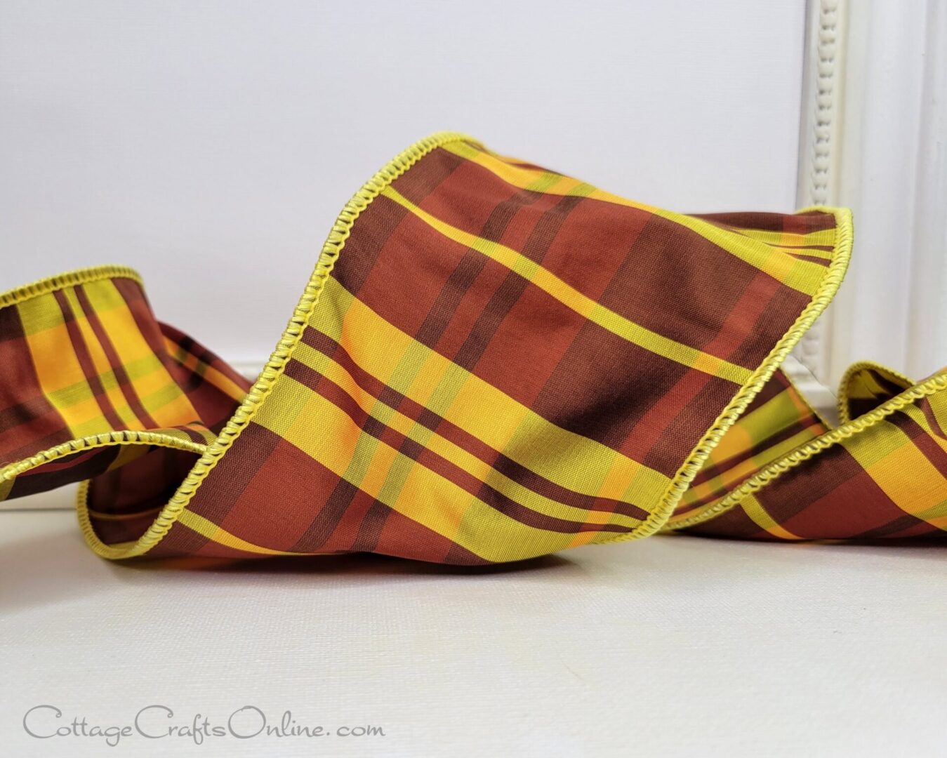 terra sundown yellow brown wired ribbon100 .25-022