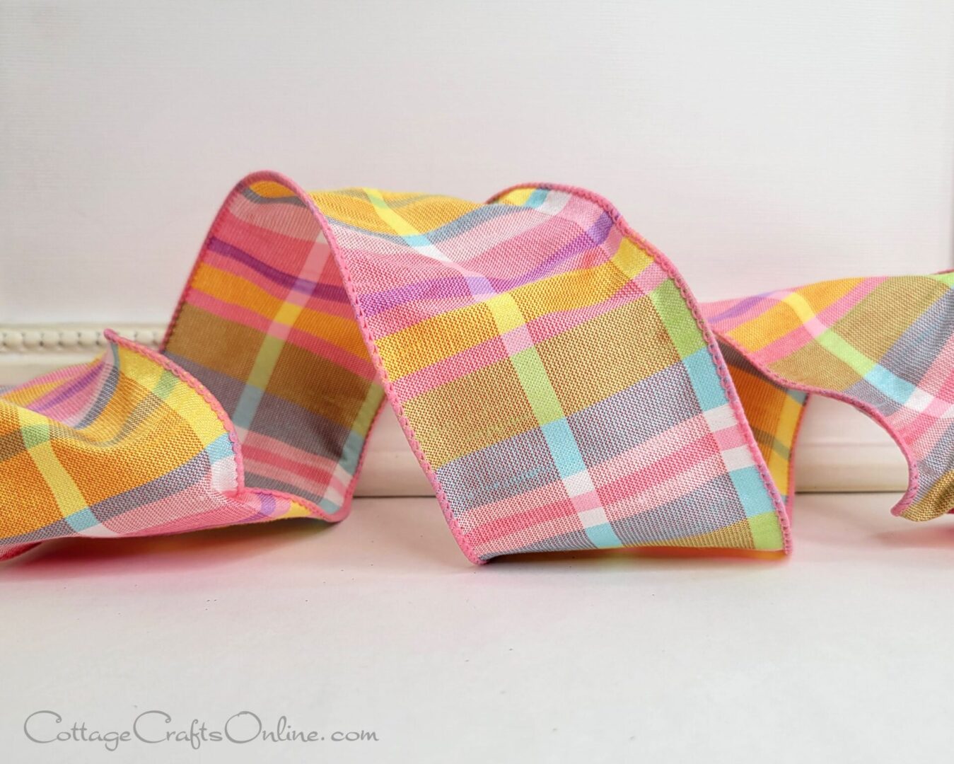 Nickie Sherbet faux dupioni plaid light pink blue green yellow.48 RG P 109 8JC-006