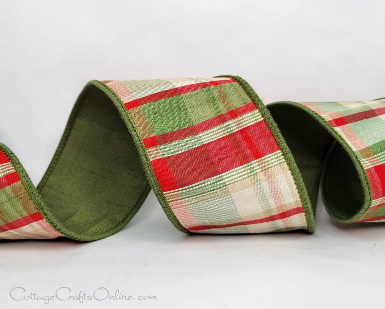 ds wallis plaid 87 1557 40 ivory green red dupioni back-020