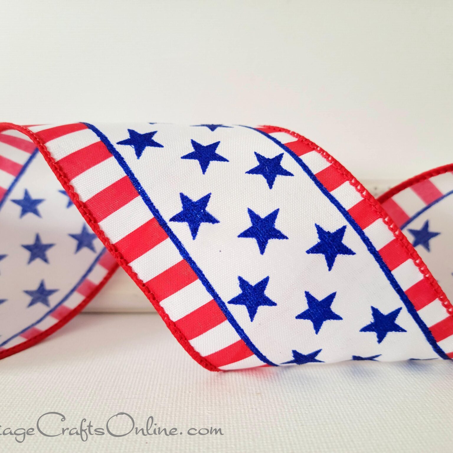 A red, white and blue ribbon with stars on it.